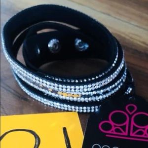 Black and Rhinestone Wrap Bracelet by Paparazzi